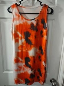 Shein Dress Size M Orange Multicolor Abstract Sleeveless